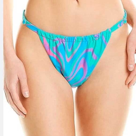 WeWoreWhat CLAUDIA Underwire Blue Purple Tanga Bikini Size LARGE - Picture 5 of 13